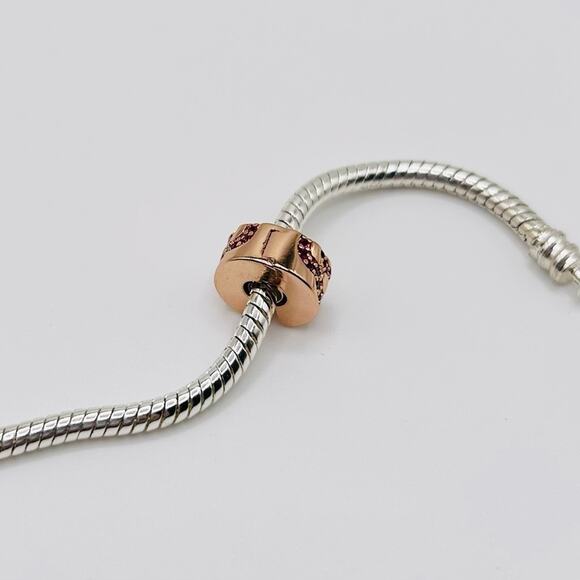 Rose Gold and Rhinestones Spacer Charm - Picture 2 of 4